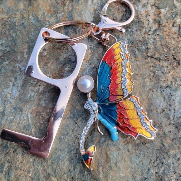 Butterfly Keychain with Door Opener - Picture 3 of 13